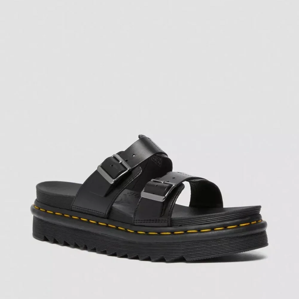 Dr Martens Myles Brando Leather Buckle Slide Sandals